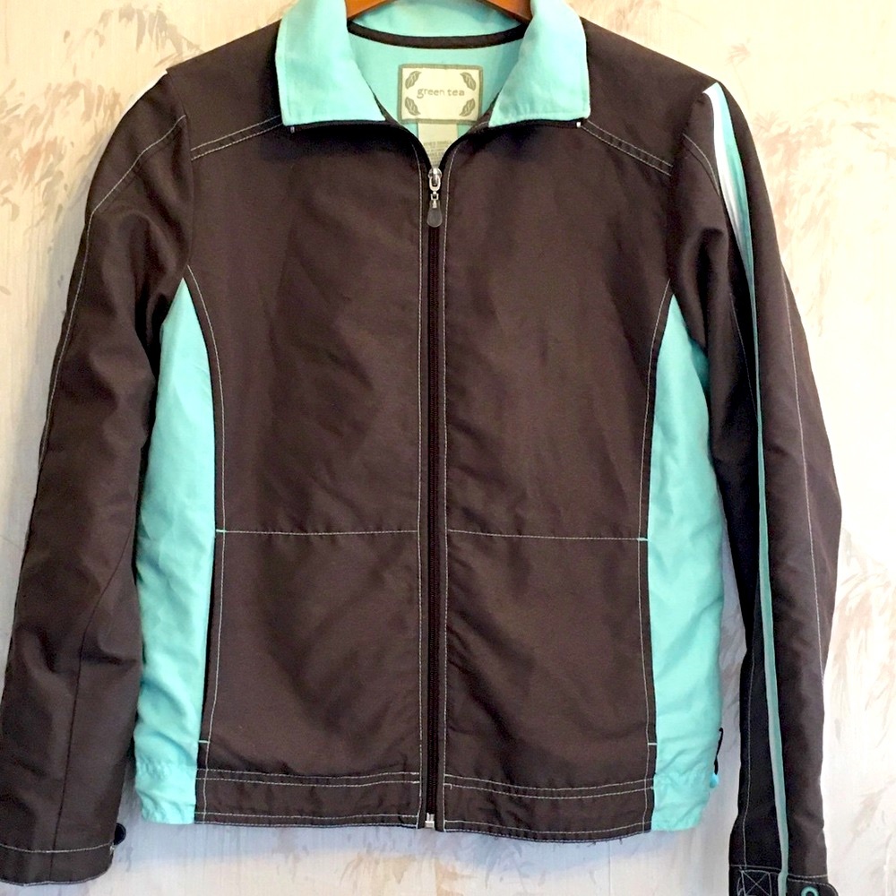 Green Tea Active Track Jacket | Brown & Mint Green Size Small